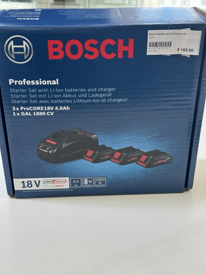Bosch Starter-Set 3x ProCore 18V 4,0Ah +GAL 1880 CV | mit Originalverpackung | Zustand: Neu