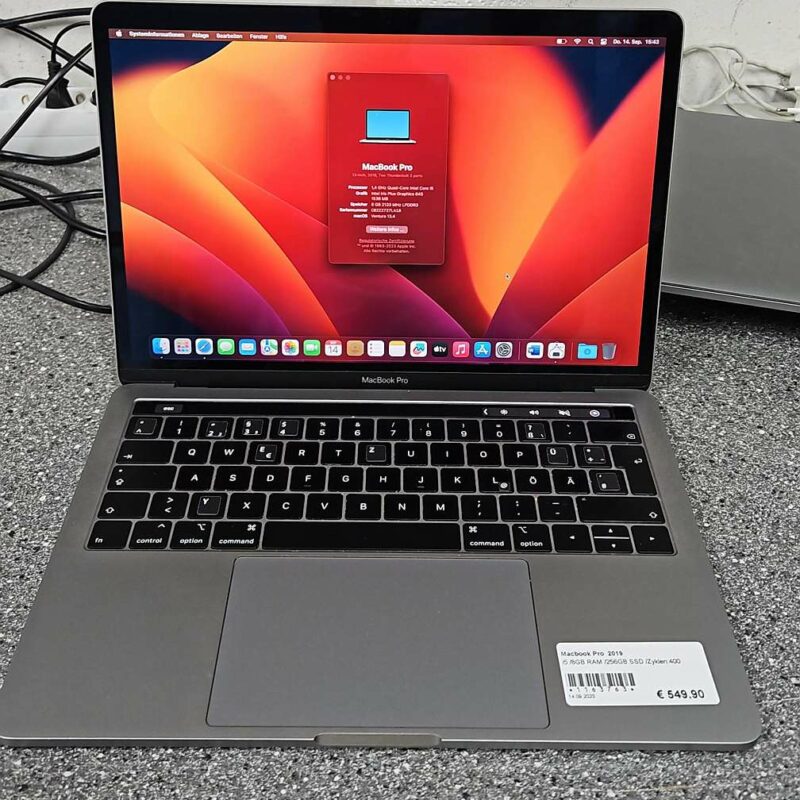 Macbook Pro 13 2019 | i5  | 8GB RAM  | 256GB SSD  | Lade-Zyklen:400 | Zustand: Sehr Gut